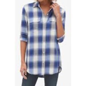 Gap Oversized Boyfriend Style Plaid Flannel Button Down Shirt, Womens Small